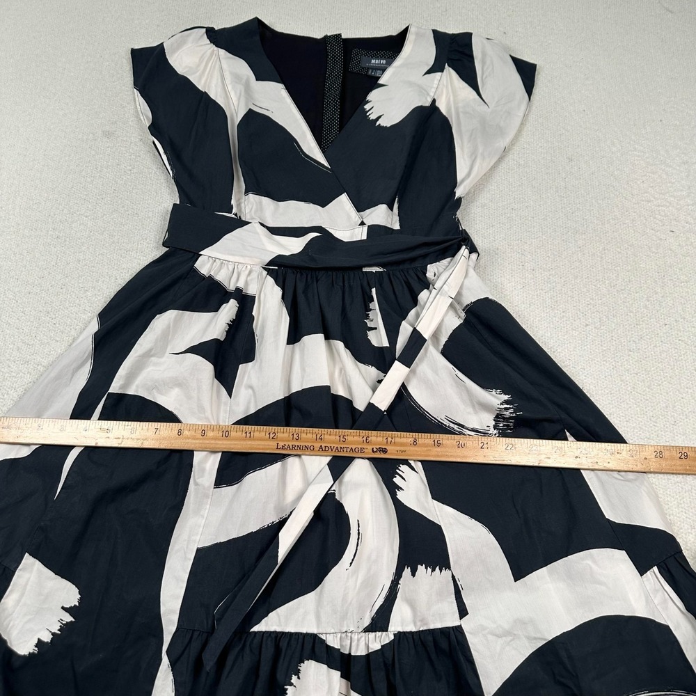 Maeve Anthropologie Mairead Fit & Flare Midi Dress Sz 2 Abstract Black White - Picture 9 of 11